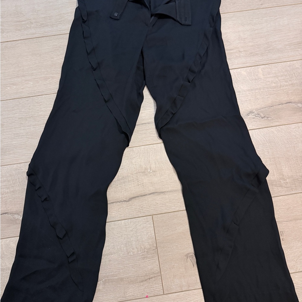 Armani Collezioni SILK Black Ruffle straight Trousers size 6